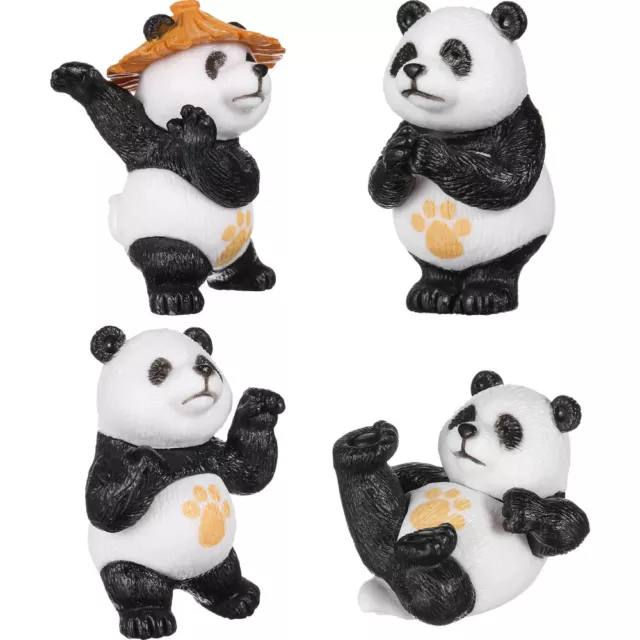 Mini Panda Figurines Cute Animal Decor 4pcs Cake Moss Home Decoration
