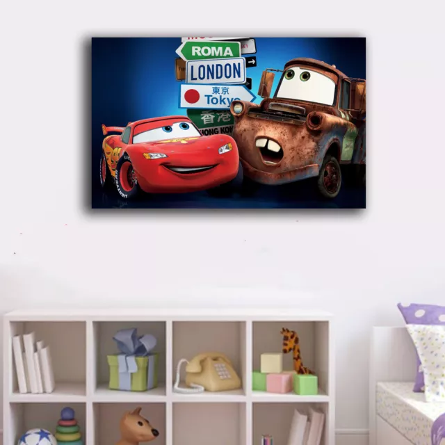 Framed Canvas Prints Stretched Disney Car Cartoon Wall Art Home Decor Kids Gift