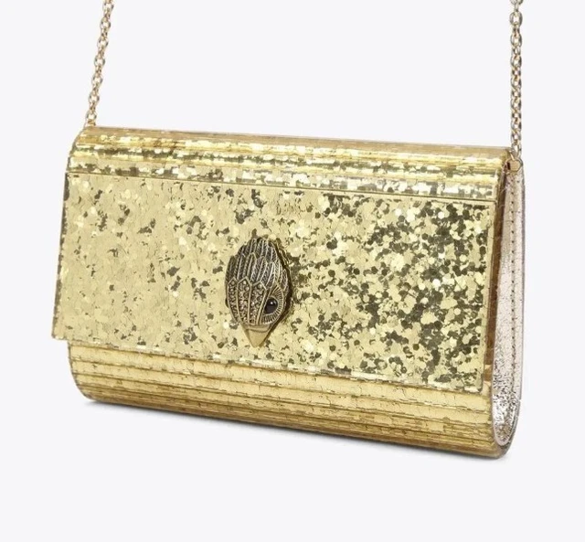 Kurt Geiger London  Gold Party Clutch Shoulder Bag Chain Strap NWT