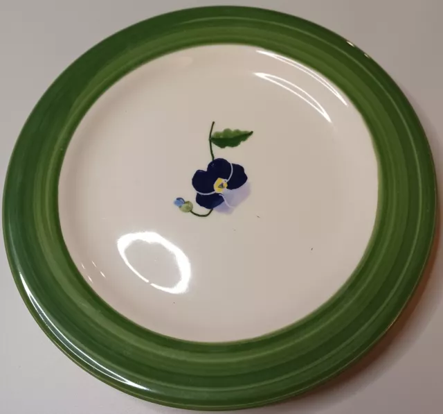 HARTSTONE POTTERY SALAD DESSERT STONEWARE PLATE Purple Pansy Flower