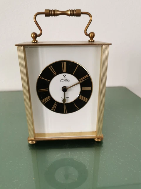Sveglia Da Tavolo Veglia  Quartz In Ottone Dorato - Vintage