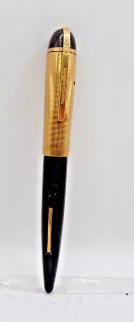 Eversharp Vintage Skyline Demi Black Gold Cap Fountain Pen--firm fine point