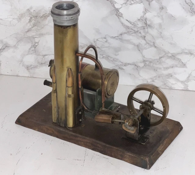 RARE TRENCH ART Static Steam Engine Scratch Built Unique Piece £9.99 ...