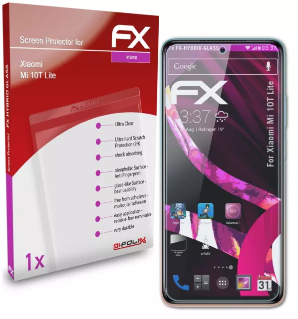 atFoliX Glasfolie für Xiaomi Mi 10T Lite Panzerfolie 9H Schutzpanzer