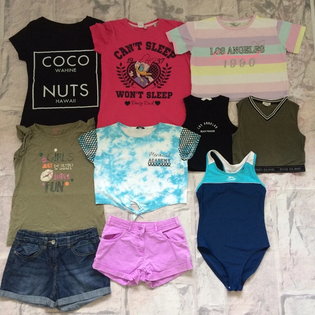 Girls Clothes Bundle 11-12 Years RI Next Slazenger Etc Tops Shorts Swim Costume