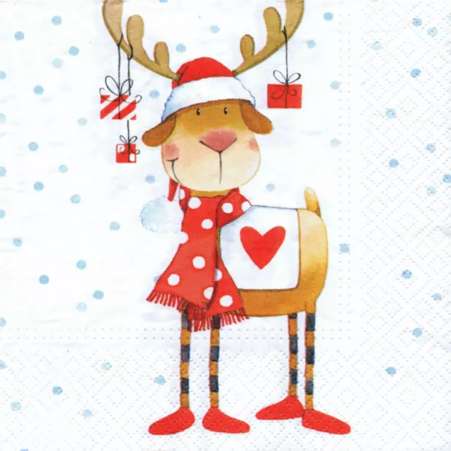 Serviettes en papier renne de Noël. Paper napkins Chistmas reindeer