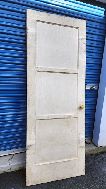 32"x80" Antique Vintage Victorian Interior SOLID Wood Wooden Door 3 Panel 1940