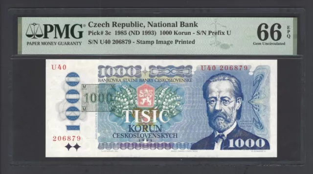 Czech Republic 1000 Korun 1985 (ND 1993) P3c Uncirculated Grade 66