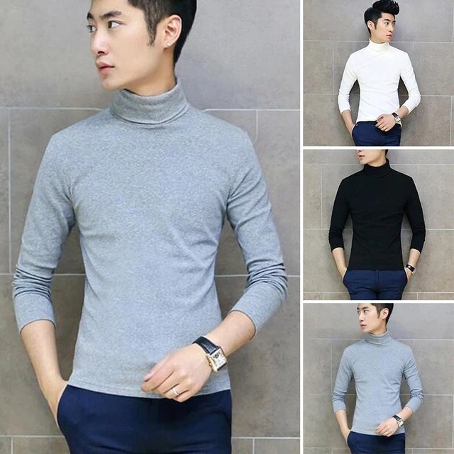 Pullover Uomo Dolcevita Maglione Top Solido Camicie Caldo Inverno Camicetta