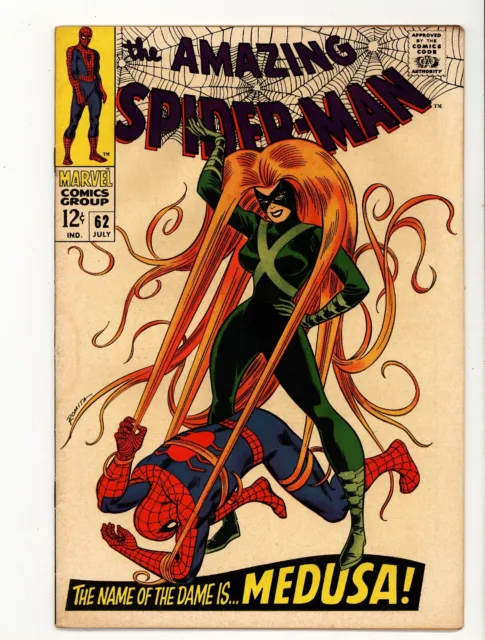Amazing Spider-Man 62 F+ Fine+ Medusa Cover 1968