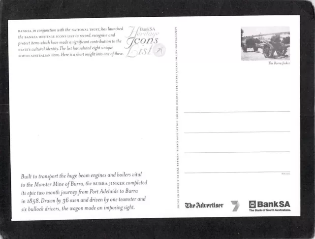 S0990 Australia BankSA Sacred Artefacts Burra Jinker postcard 2