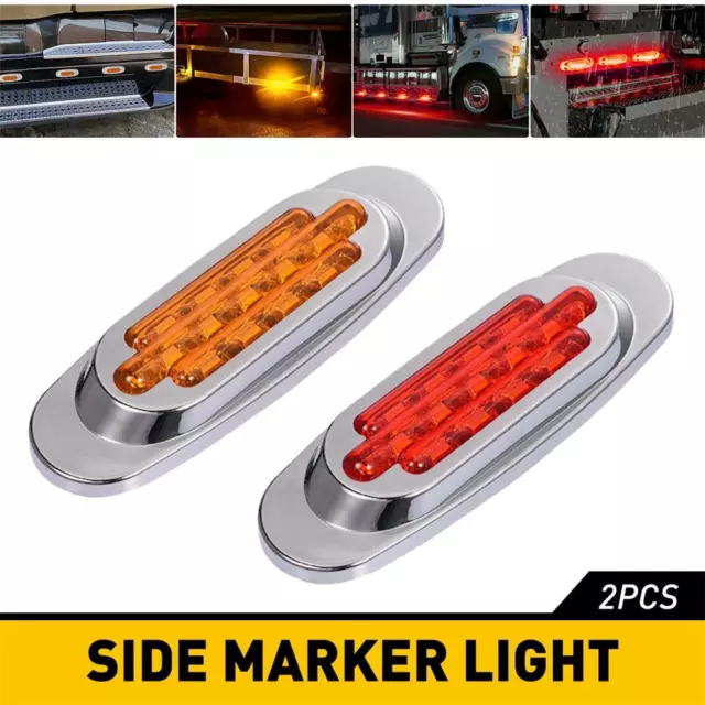 16-LED Side Lights Marker Truck Trailer Amber/Red Light Clearance Lamp Universal