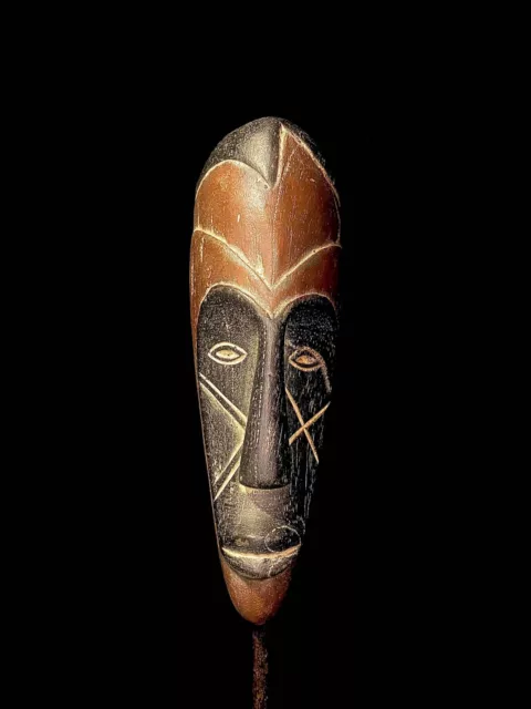 African Face Mask African Tribal Art Wooden Carved Wooden Ngil's Fang Mask -3145