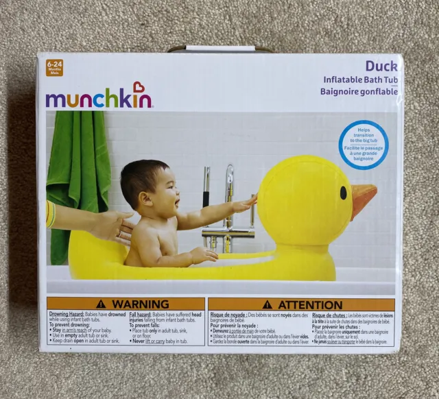 Munchkin White Hot Spot Inflatable Duck Tub 6 - 24 Months Transition Bath Tub