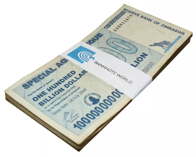 Zimbabwe 100 Billion Dollars Special Agro Cheque, 2008, P-64, Used X 50 PCS