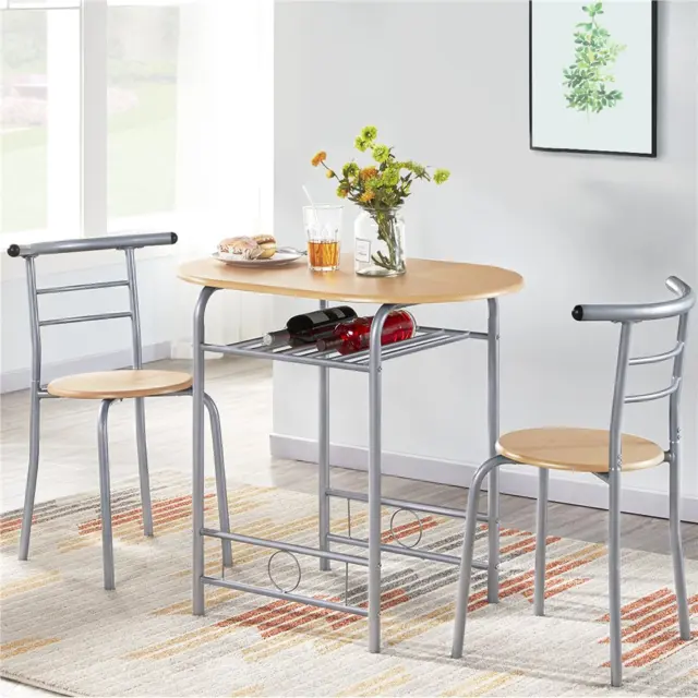 Alden Design 3Pcs Modern Dining Set with round Table and 2 Chairs,