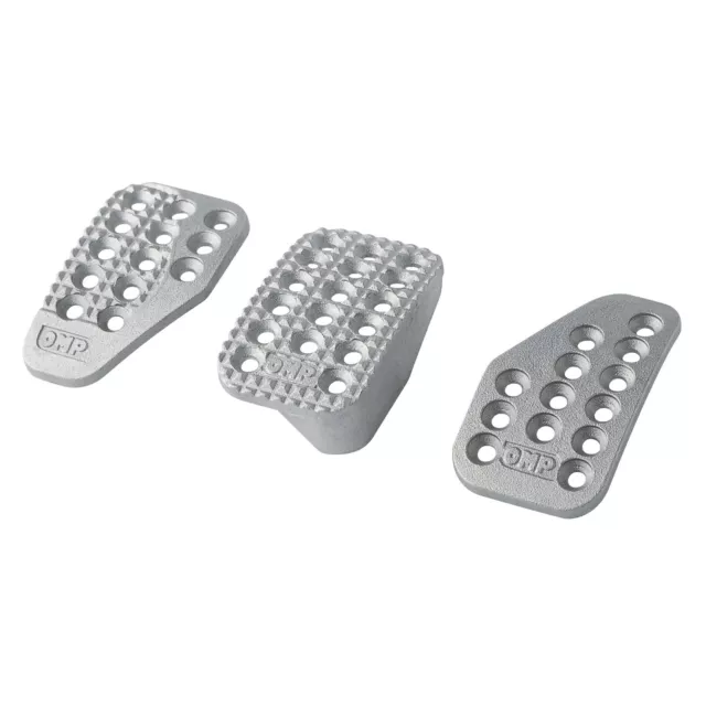 OMP Curved Aluminium Pedal Extensions - Set Of 3 (Throttle / Brake / Clutch)