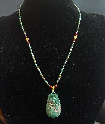 20" Genuine Hubei old Turquoise necklaces,faceted,natural mixcolor stone Unisex 3