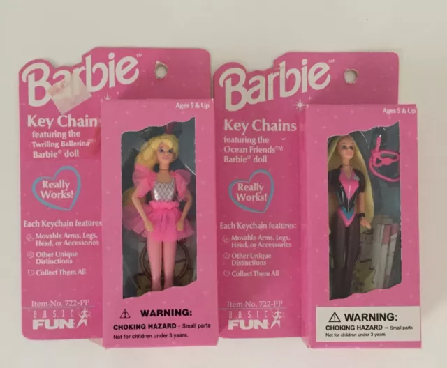 Basic Fun 2-Barbie Keychains Twirling Ballerina 720-0 & Ocean Friends 721-0 NIP Basic Fun 2-Barbie Keychains Twirling Ballerina 720-0 & Ocean Friends 721-0 NIP