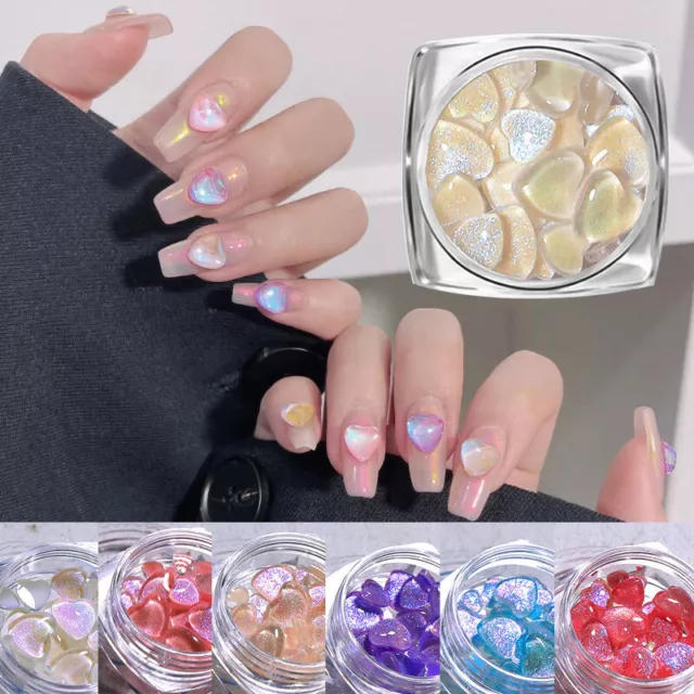 30pcs / Box Gemischte Glitzer 3D Strass Nail Art Edelsteine Liebe Herz Kristall❤