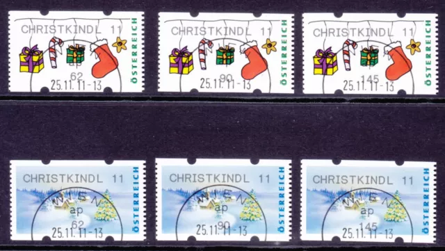 Österreich 2011 Automatenmarken 52.Ausgabe"CHRISTKINDL 11"6 Werte gestempelt°