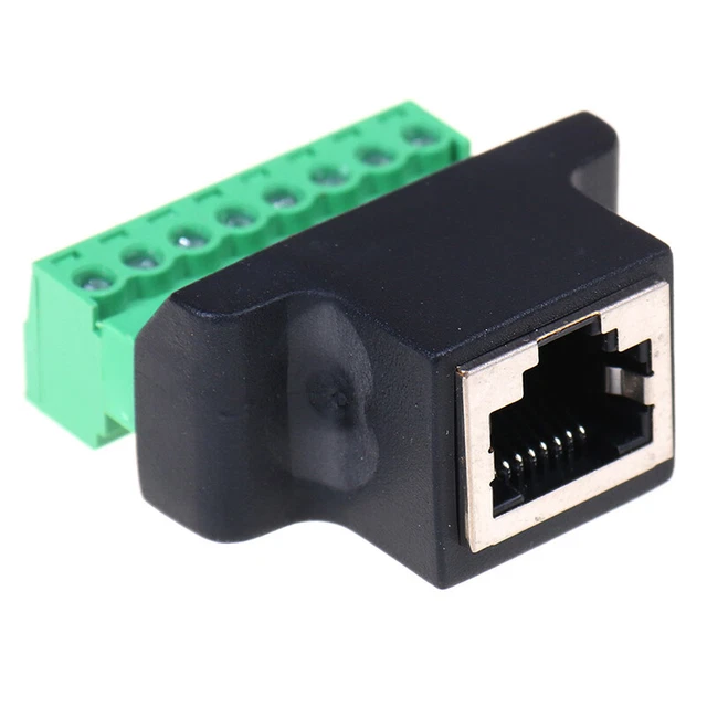 RJ45 FEMALE TO Screw Terminal 8 Pin Connector Cable Extender