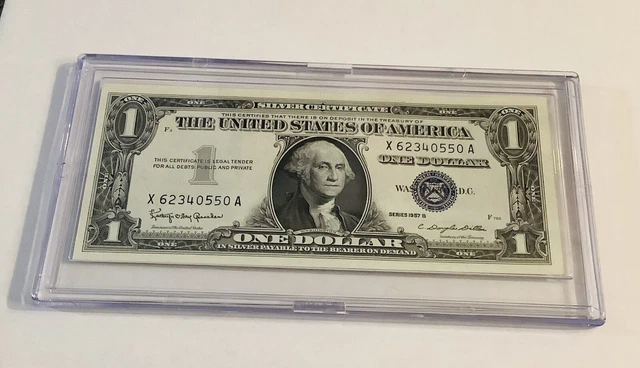 Vintage Uncirculated 1957 One Dollar Blue Seal Note Silver Certificate Bill $1
