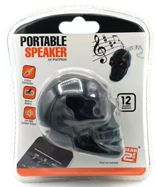 Black Skull Portable Speaker Gear 2 Go For Smartphone, MP3 Player, Ipod Sealed