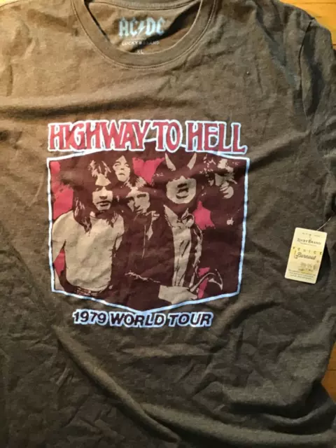 Lucky Brand ACDC Highway to Hell 1979 World Tour Gray T Shirt XXL NWT