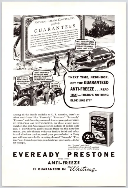 1937~Prestone Anti-Freeze~Winter~Petroliana~Gas & Oil~Vintage 30s Print Ad