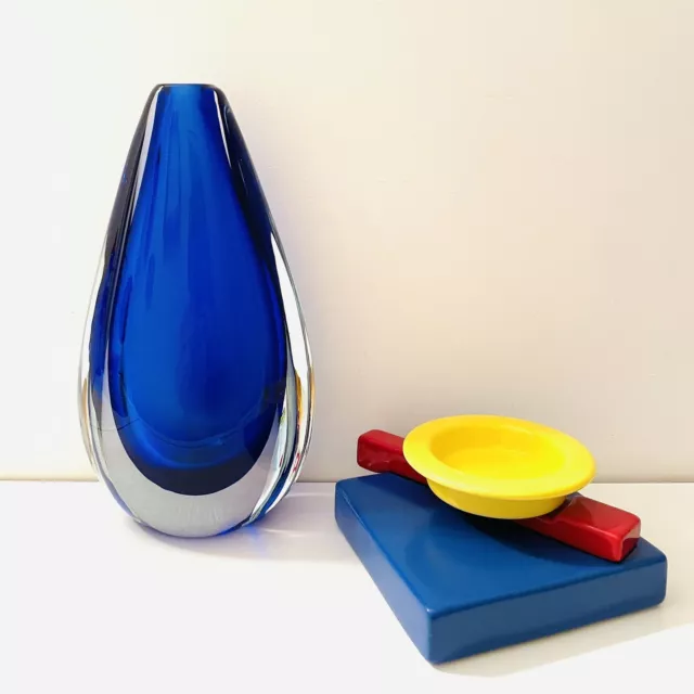🟢 Flavio Poli per SEGUSO grande vaso blu in vetro di Murano sommerso anni ‘70