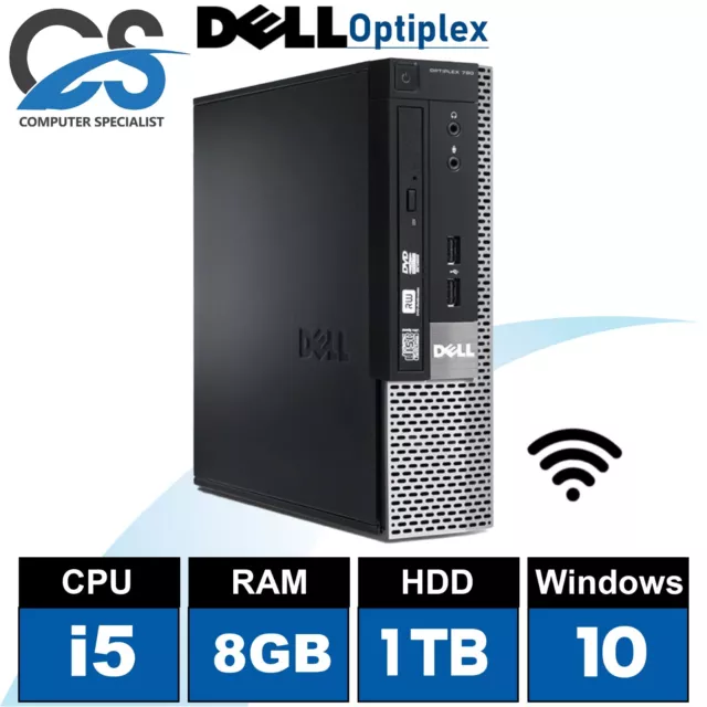 QUICK DELL INTEL i5 PC COMPUTER DESKTOP TOWER 8GB RAM 1TB HDD WINDOWS 10 WI-FI