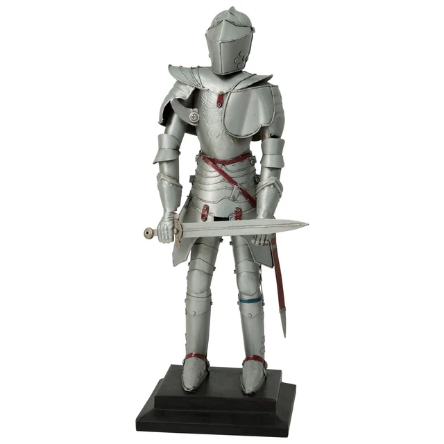 Armadura de Caballero Figura Medieval Decoración con 2 Hierros 41 cm Ritterheim