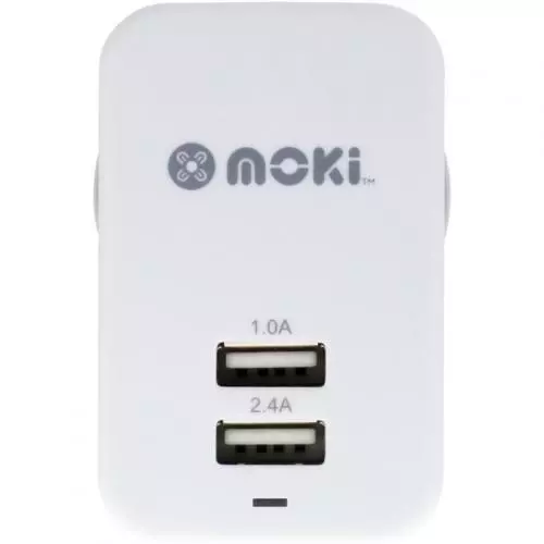 Moki ACC-MUSBWW Wall Charger Dual USB Wall Charger White 17W 3.4A output AU/NZ