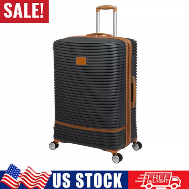 31" Hardside Expandable Checked Spinner Luggage Suitcase Travel Trolley, Gray US