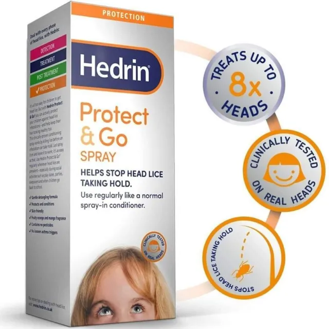 Hedrin Protect & Go Spray Head Lice Treatment and Prevention 250ml