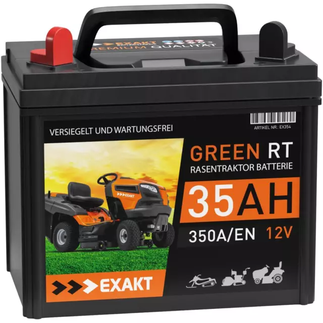 Rasentraktor Batterie 12V 35Ah 350A/EN Plus Pol Links Aufsitzmäher ersetzt 30Ah