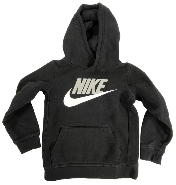 Nike Fit Black & Gray Pullover Hoodie Youth Size Medium (6) Swoosh Logo