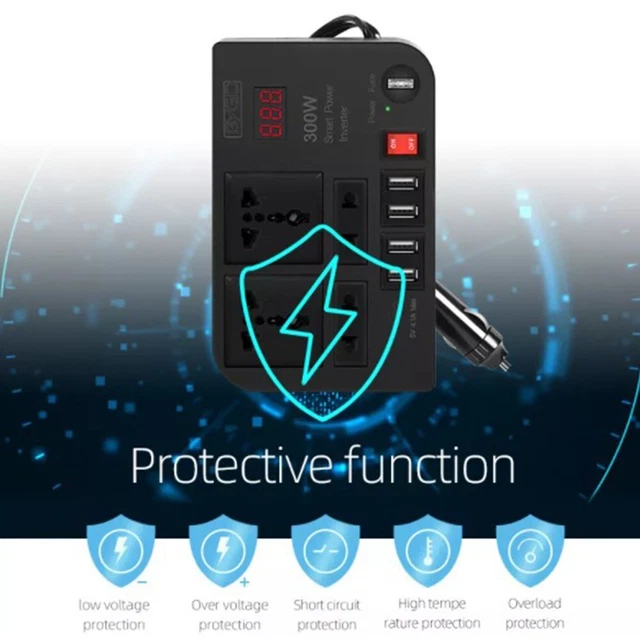 Parte inversor de vehículo duradero 4USB accesorios cargador de automóvil pantalla LED