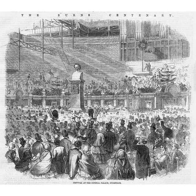LONDON Robert Burns Festival at the Crystal Palace Sydenham - Antique Print 1859
