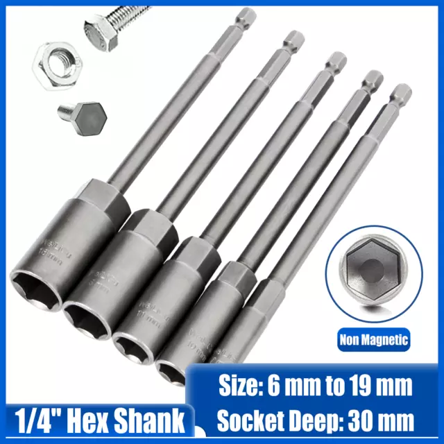 150mm Length Hex Deep Socket 1/4" Hex Shank Nut Driver Bit Impact Driver Drill