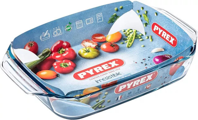 Astador rectangular de vidrio Pyrex Optimum alta resistencia fácil agarre 35x23 cm, 2,9 L