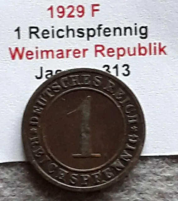 1929 F   1 Reichspfennig  Weimarer Republik       Jaeger: 313         f.vzgl