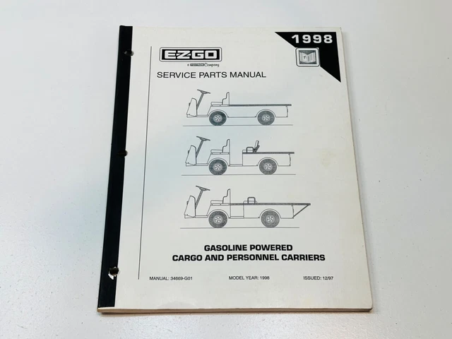 E-Z-Go Golf Car Cart Parts Manual Gas Workhorse Burden Carrier 875G 875PG 875AG