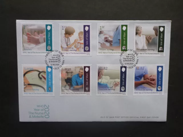 Isle Of Man 2020 Year Of Nurse & Midwife Set 8 Stamps First Day Cover