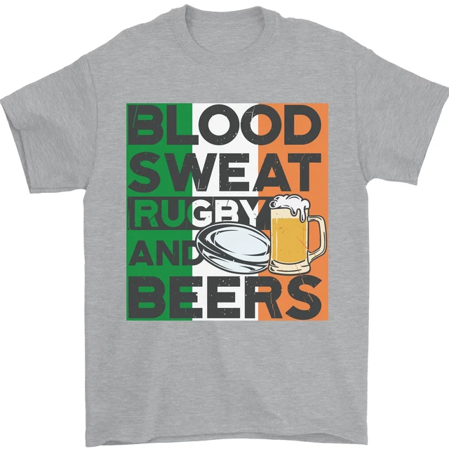 T-shirt da uomo Blood Sweat Rugby and Beers Ireland divertente 100% cotone 2