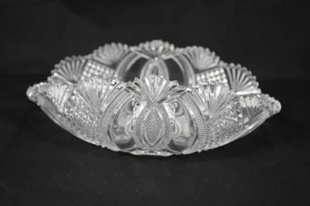 American Brilliant Hand- Cut Glass Clear  Relish Trinket Candy/ Nut Dish