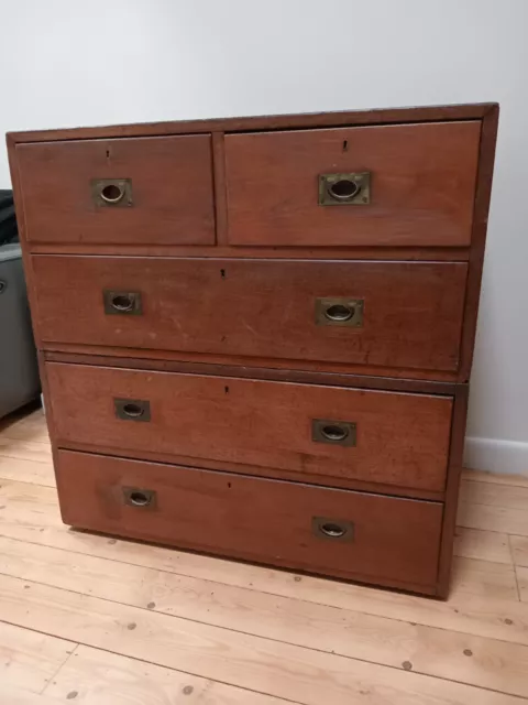 Antique Military Campaign Chest of drawers, Graves & Sons, Devonport. CIRCA 1890