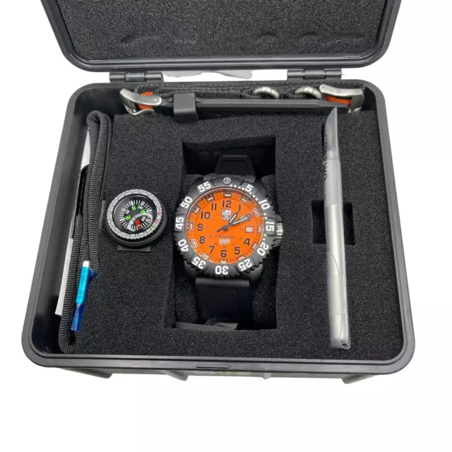 Luminox Navy Seal Scott Cassell Carbon Orange Dial Quartz Mens Watch XS.3059.SET