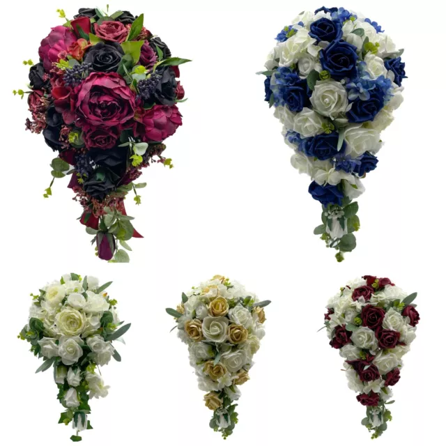 Bouquet a gocce doccia fiori matrimonio artificiali spose in seta in 33 colori